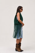 The Fringe Bag - Green Suede