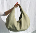 Textured Leather Hobo Bag — Sage