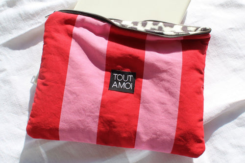 Striped Laptop Sleeve — Red & Pink