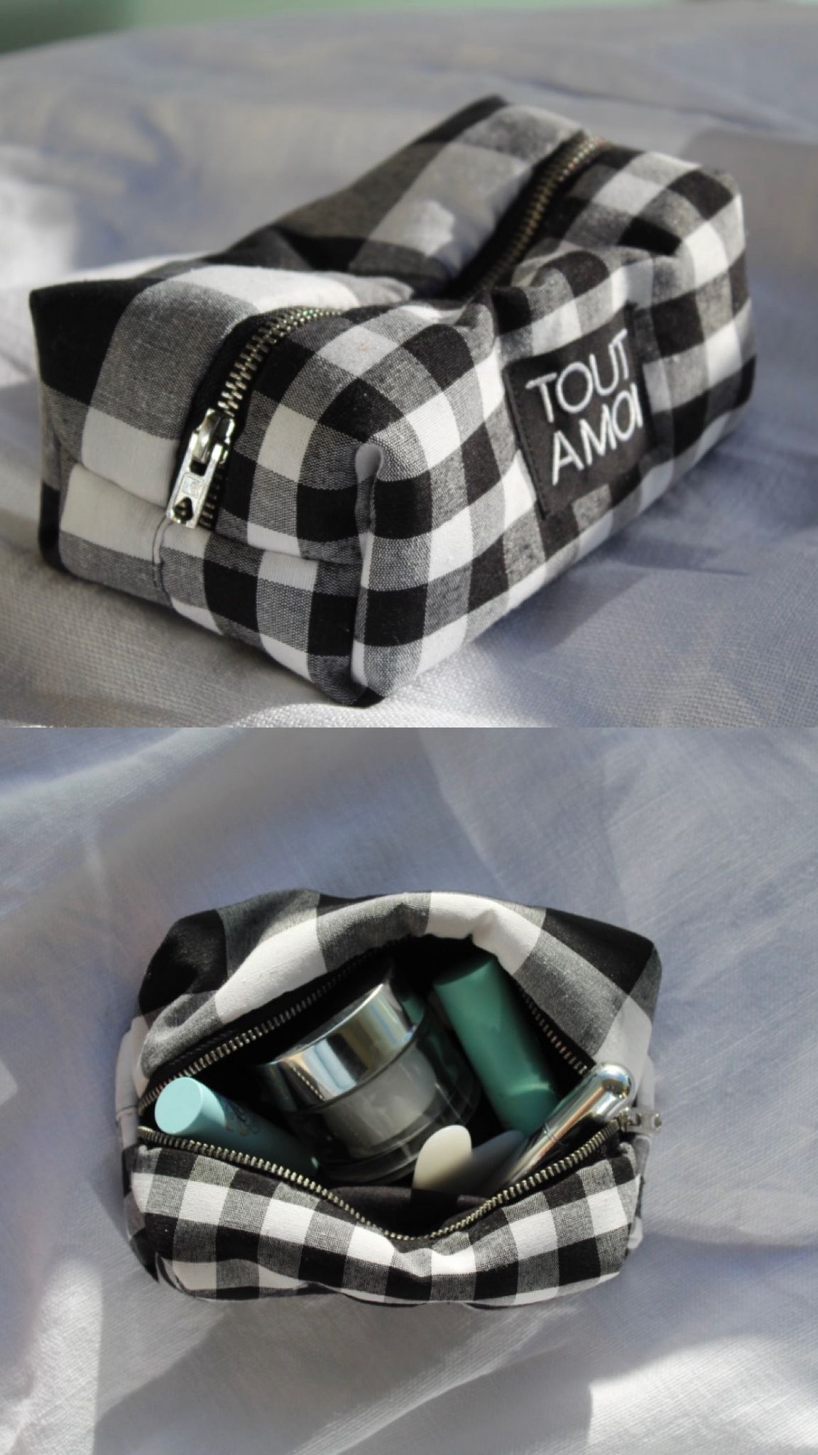Gingham Pouch — Black & White