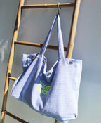 Striped Tote - Soft Blue